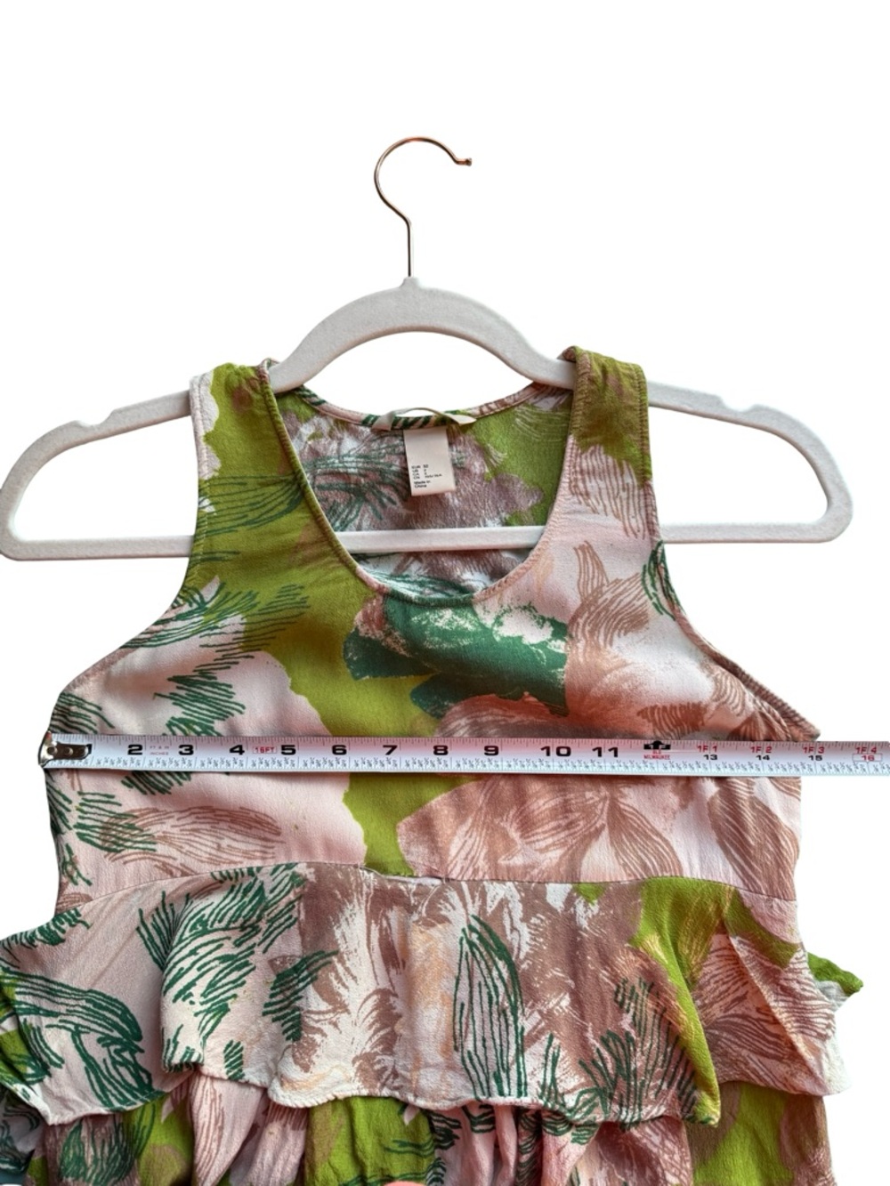 H&M Floral Maxi Dress in Green and Brown Size 2 Cottagecore Boho Flowy Summer - Picture 7 of 11